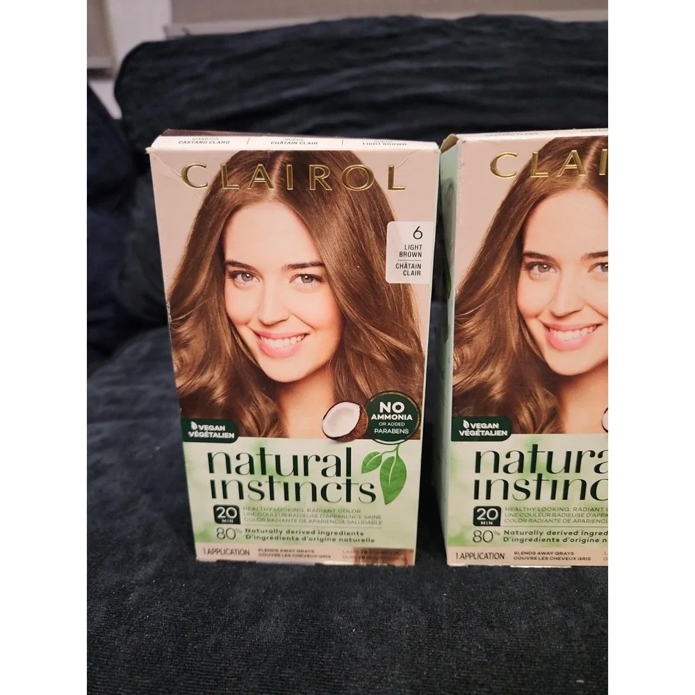 2 Clairol Natural Instincts Hair Color Dye 6 Light Brown All Natural Vegan NEW - Picture 2 of 8